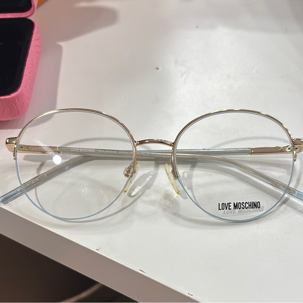 Love Moschino Gold and Silver Round Glasses